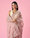 Mohey Women Pink Organza Saree with Sequin and Thread Work