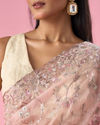 Mohey Women Pink Organza Saree with Sequin and Thread Work