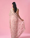 Mohey Women Pink Organza Saree with Sequin and Thread Work