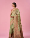 Mohey Women Green Silk Banarasi Saree with Weave Design