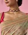 Mohey Women Green Silk Banarasi Saree with Weave Design