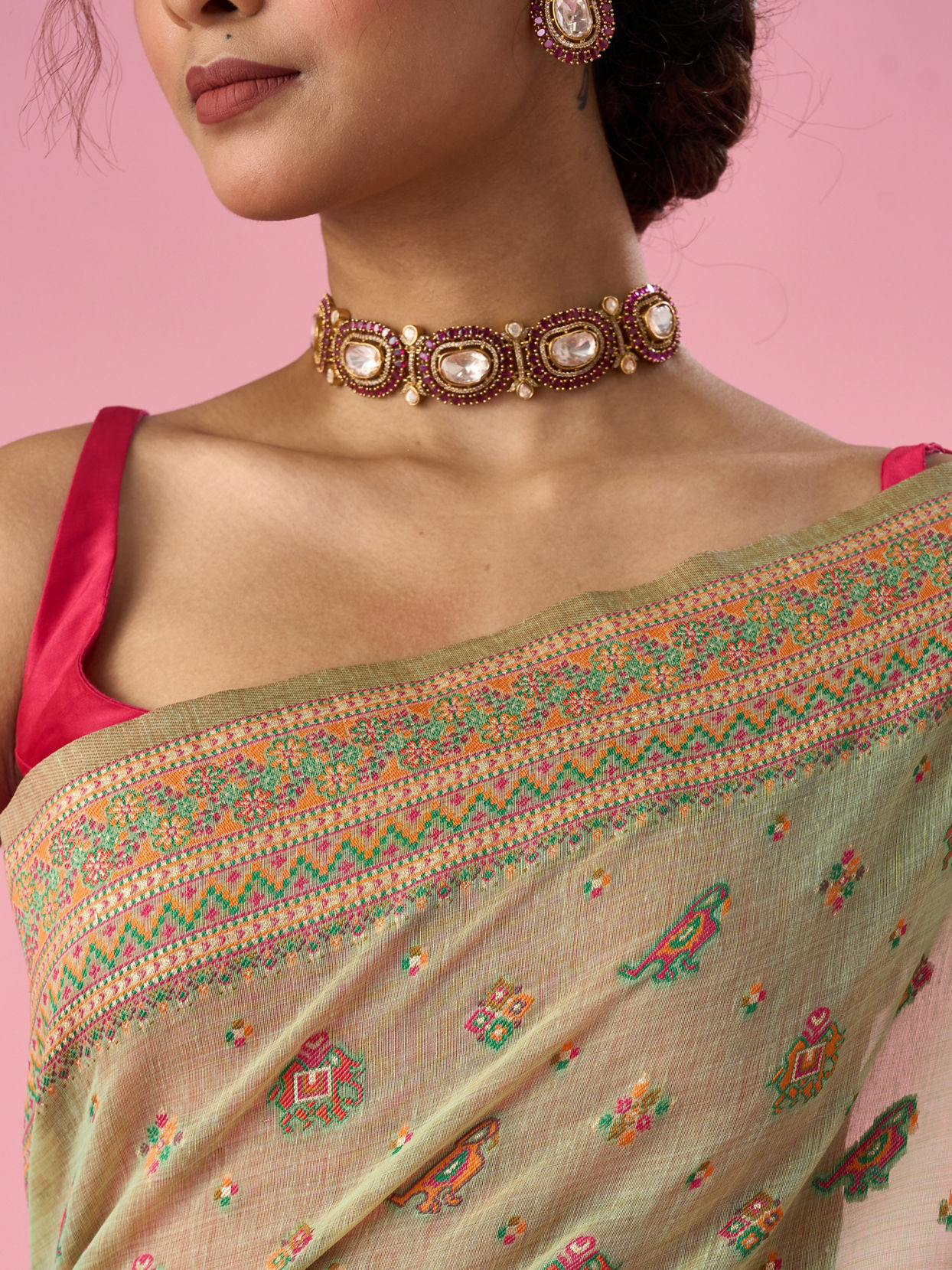 Mohey Women Green Silk Banarasi Saree with Weave Design