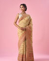 Mohey Women Light Yellow Art Silk Saree with Weave Design