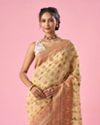 Mohey Women Light Yellow Art Silk Saree with Weave Design
