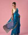 Mohey Women Blue Organza Saree with Stone Work