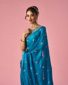 Mohey Women Blue Organza Saree with Stone Work
