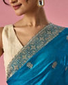 Mohey Women Blue Organza Saree with Stone Work