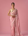 Mohey Women Pink Organza Saree with Stone Work