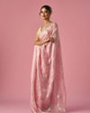 Mohey Women Pink Organza Saree with Stone Work