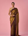 Mohey Women Gold Organza Saree with Print and Stone Work