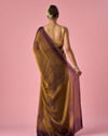Mohey Women Gold Organza Saree with Print and Stone Work