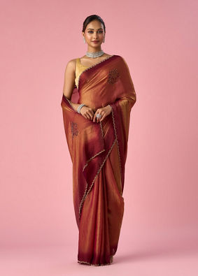 Mohey Women Pink Organza Printed Saree