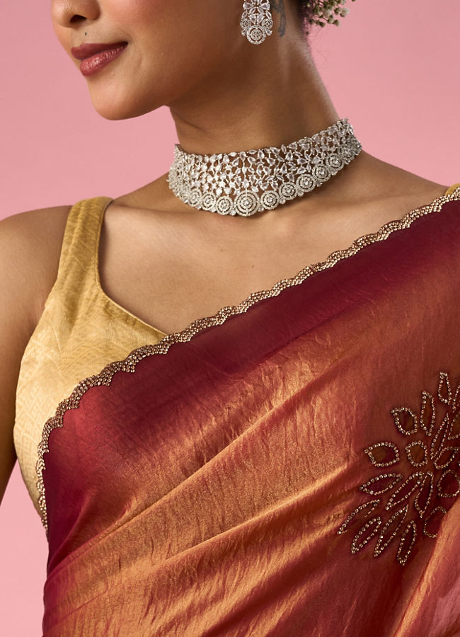 Mohey Women Pink Organza Printed Saree