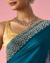 Mohey Women Rama Green Organza Saree with Stone Work