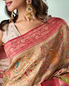 Mohey Women Fawn Art Silk Saree with Weave