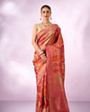 Mohey Women Pink Silk Banarasi Saree with Weave Design