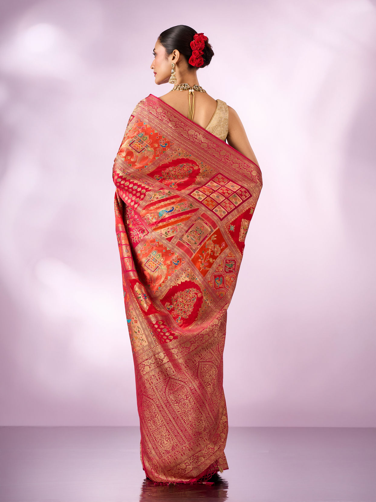 Mohey Women Pink Silk Banarasi Saree with Weave Design