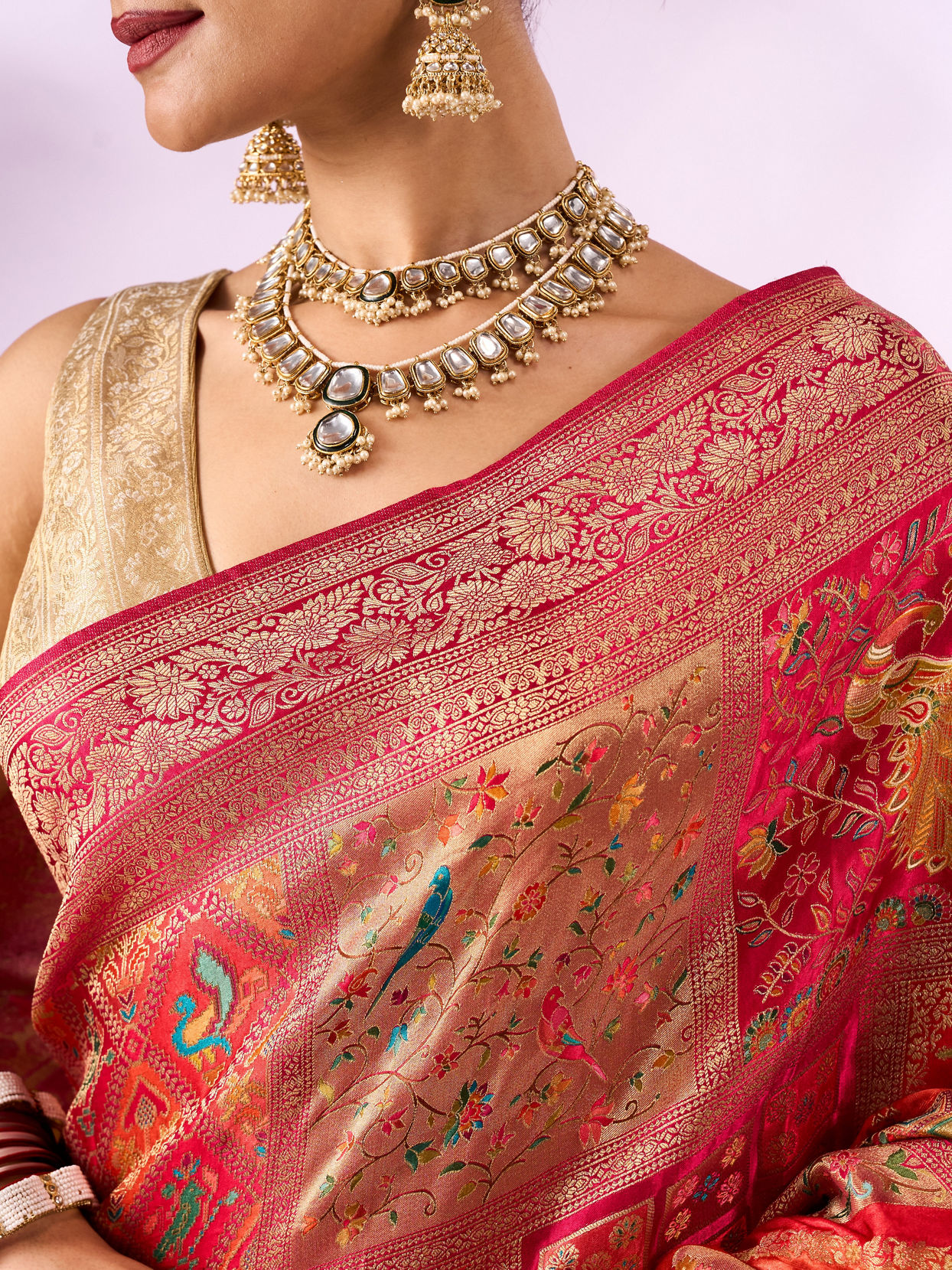 Mohey Women Pink Silk Banarasi Saree with Weave Design
