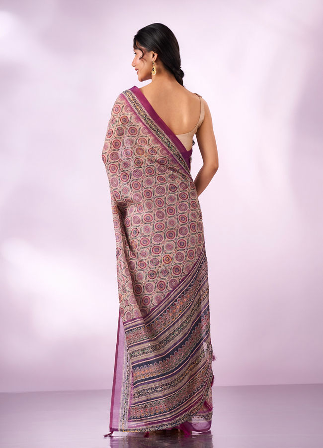 Mohey Women Purple Silk Saree with Sequin and Thread Work