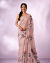 Mohey Women Pink Silk Saree with Print and Sequin Work