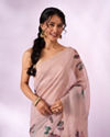 Mohey Women Pink Silk Saree with Print and Sequin Work