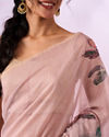 Mohey Women Pink Silk Saree with Print and Sequin Work