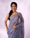 Mohey Women Grey Silk Saree with Sequin Work