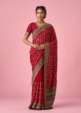 Mohey Women Pink Satin Saree with Zari Design
