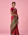 Mohey Women Pink Satin Saree with Zari Design