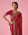 Mohey Women Pink Satin Saree with Zari Design