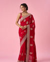 Mohey Women Red Art Silk Saree with Zari Work