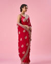 Mohey Women Red Art Silk Saree with Zari Work