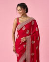 Mohey Women Red Art Silk Saree with Zari Work