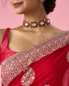 Mohey Women Red Art Silk Saree with Zari Work