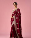 Mohey Women Wine Art Silk Saree with Stone Work