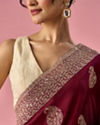 Mohey Women Wine Art Silk Saree with Stone Work