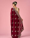 Mohey Women Wine Art Silk Saree with Stone Work