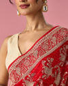 Mohey Women Red Organza Saree with Stone Work