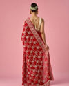 Mohey Women Red Organza Saree with Stone Work