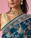 Mohey Women Blue Organza Saree with Stone Work
