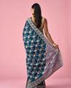 Mohey Women Blue Organza Saree with Stone Work