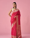 Mohey Women Pink Art Silk Saree with Weave Detail