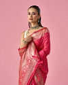 Mohey Women Pink Art Silk Saree with Weave Detail