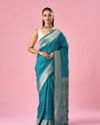 Mohey Women Green Art Silk Saree with Weave