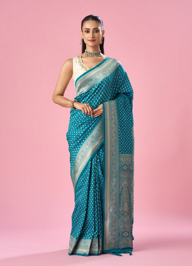 Mohey Women Green Art Silk Saree with Weave