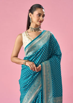 Mohey Women Green Art Silk Saree with Weave