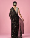 Mohey Women Black Organza Saree with Cutdana Work