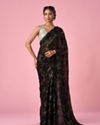 Mohey Women Black Organza Saree with Cutdana Work