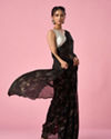 Mohey Women Black Organza Saree with Cutdana Work