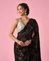 Mohey Women Black Organza Saree with Cutdana Work